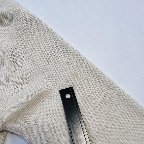 Vintage Izod Sweater Mens Medium Cream Crest Logo Cardigan Acrylic Preppy 90s - Picture 8 of 9